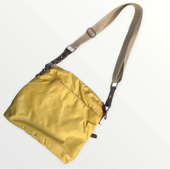 Giani Bernini Crossbody Faux Leather Nylon Tan Mustard Yellow Brown Bag - Picture 3 of 17